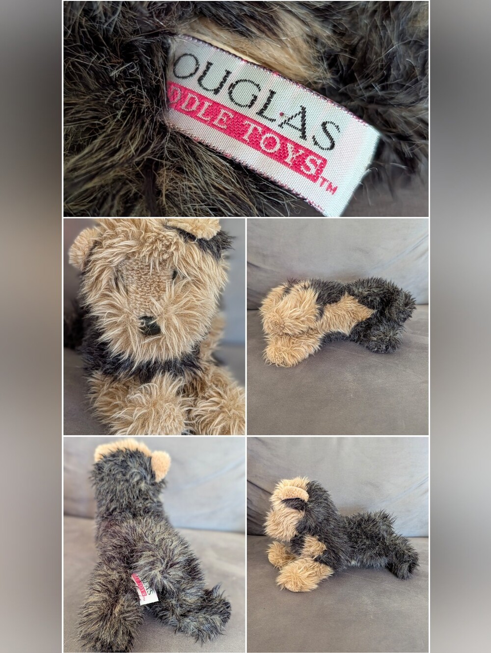 RETIRED VTG Douglas Cuddle Toys Bobby Mini Yorkie Plush Stuffed Animal 1879